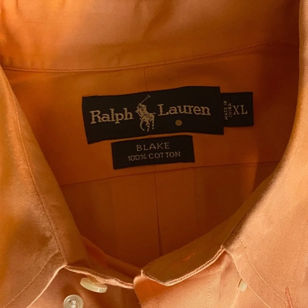 Ralph Lauren Blake Button Down Shirt Mens XL Orange Good Cotton Long Sleeve Pony